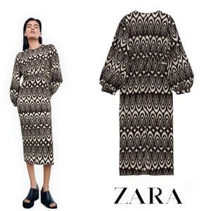 ZARA | Brown | CUT OUT PRINTED DRESS